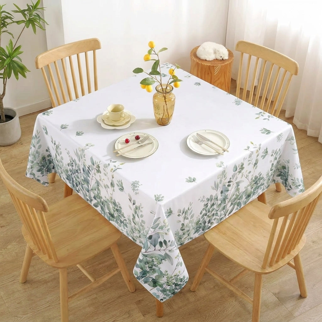 Nappe Carrée Blanche à Motifs Floraux – Imperméable et Réutilisable pour les Fêtes