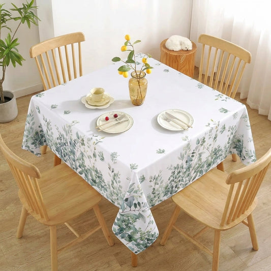Nappe Carrée Blanche à Motifs Floraux – Imperméable et Réutilisable pour les Fêtes