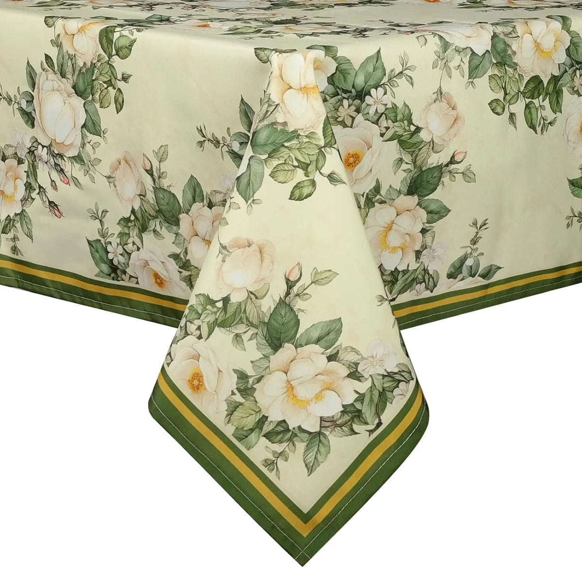 Nappe Rectangulaire Vert Pâle à Motifs Roses – Imperméable et Réutilisable pour les Fêtes