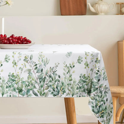 Nappe Rectangulaire Blanche à Motifs Floraux – Imperméable et Réutilisable pour les Fêtes