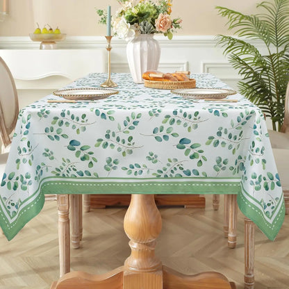 Nappe Rectangulaire Vert Eau à Motif Champêtre – Imperméable et Réutilisable pour les Fêtes