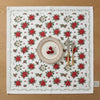 Nappe Carrée de Noël Blanche Poinsettia – Imperméable et Réutilisable pour les Fêtes