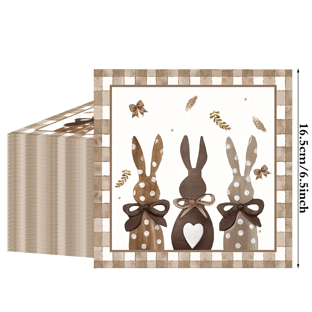 Serviettes Jetables en Papier Lapin – Décoration de Table pour Pâques & Fêtes