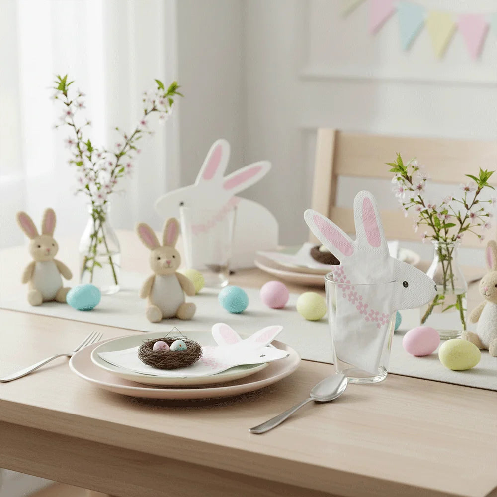 Serviettes Jetables en Papier Lapin – Décoration de Table pour Pâques & Fêtes