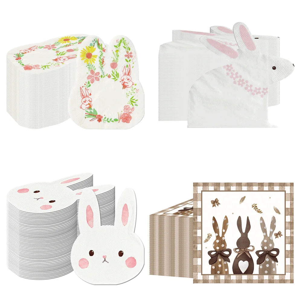 Serviettes Jetables en Papier Lapin – Décoration de Table pour Pâques & Fêtes