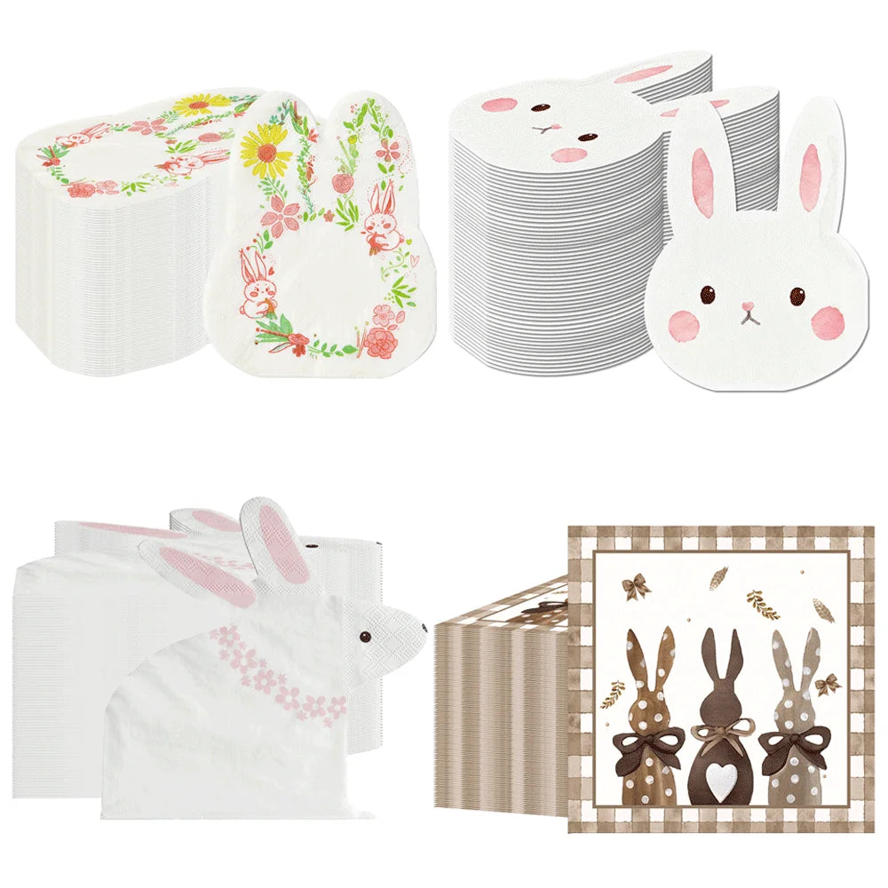 Serviettes Jetables en Papier Lapin – Décoration de Table pour Pâques & Fêtes