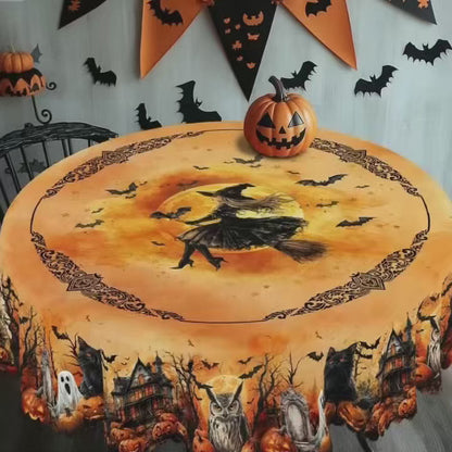 Nappe Halloween Château, Citrouilles & Fantôme – Idéale pour Fêtes et Réceptions