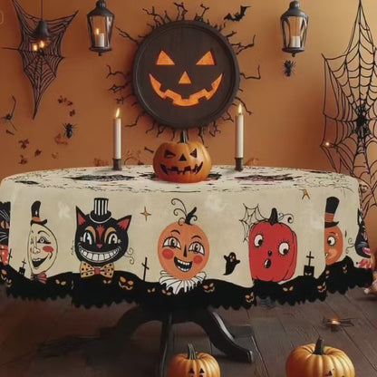 Nappe Halloween Citrouilles, Chauves-Souris & Crânes – Décoration Table Chat Noir